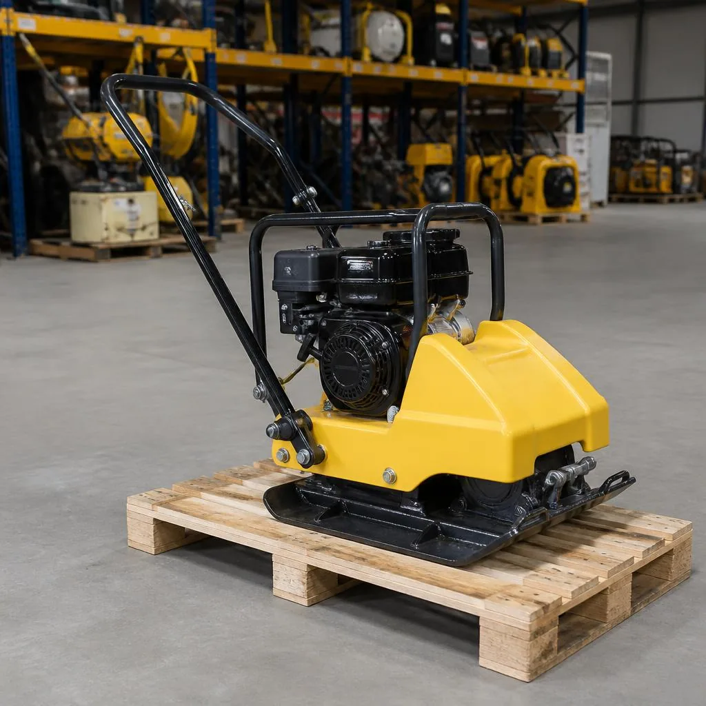 Wacker plate compactor on a construction site