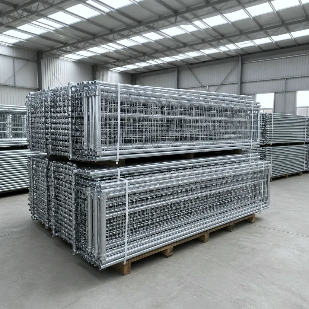 Galvanised temporary fencing panel detail